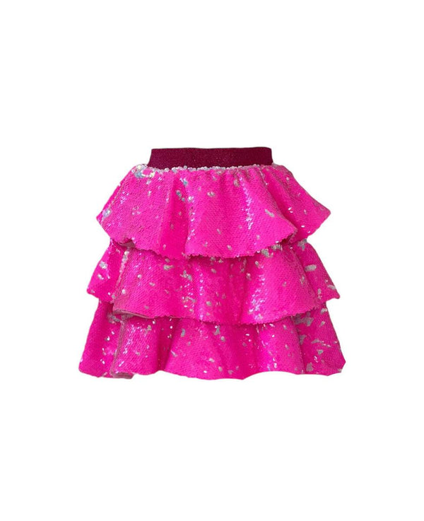Lola and the Boys Hot Pink 3 Tier Sparkle Skirt