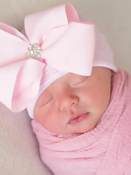 Bella Bow Newborn Girl Bow Hospital Hat - Baby Girl Hat