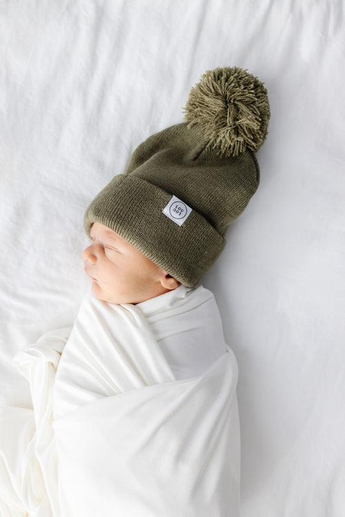 Beanie with POM - Moss Green