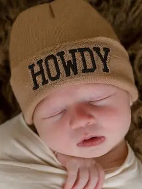 Howdy Baby Hat - Newborn and Baby Hospital Hat Tan