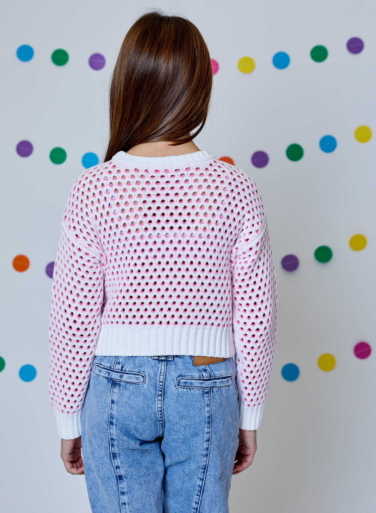 Pop Pink L/S TOP WINTER WHITE COMBO