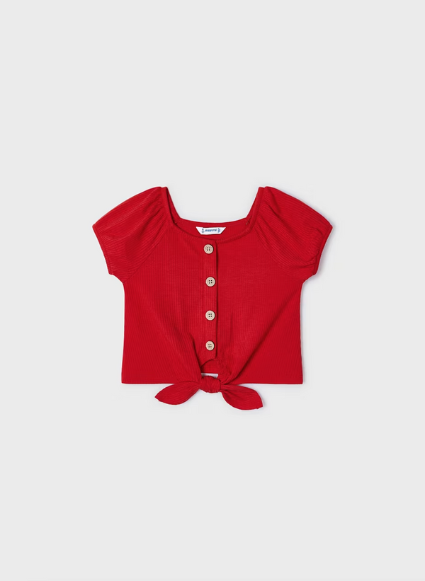 Girls ribbed t-shirt - Red