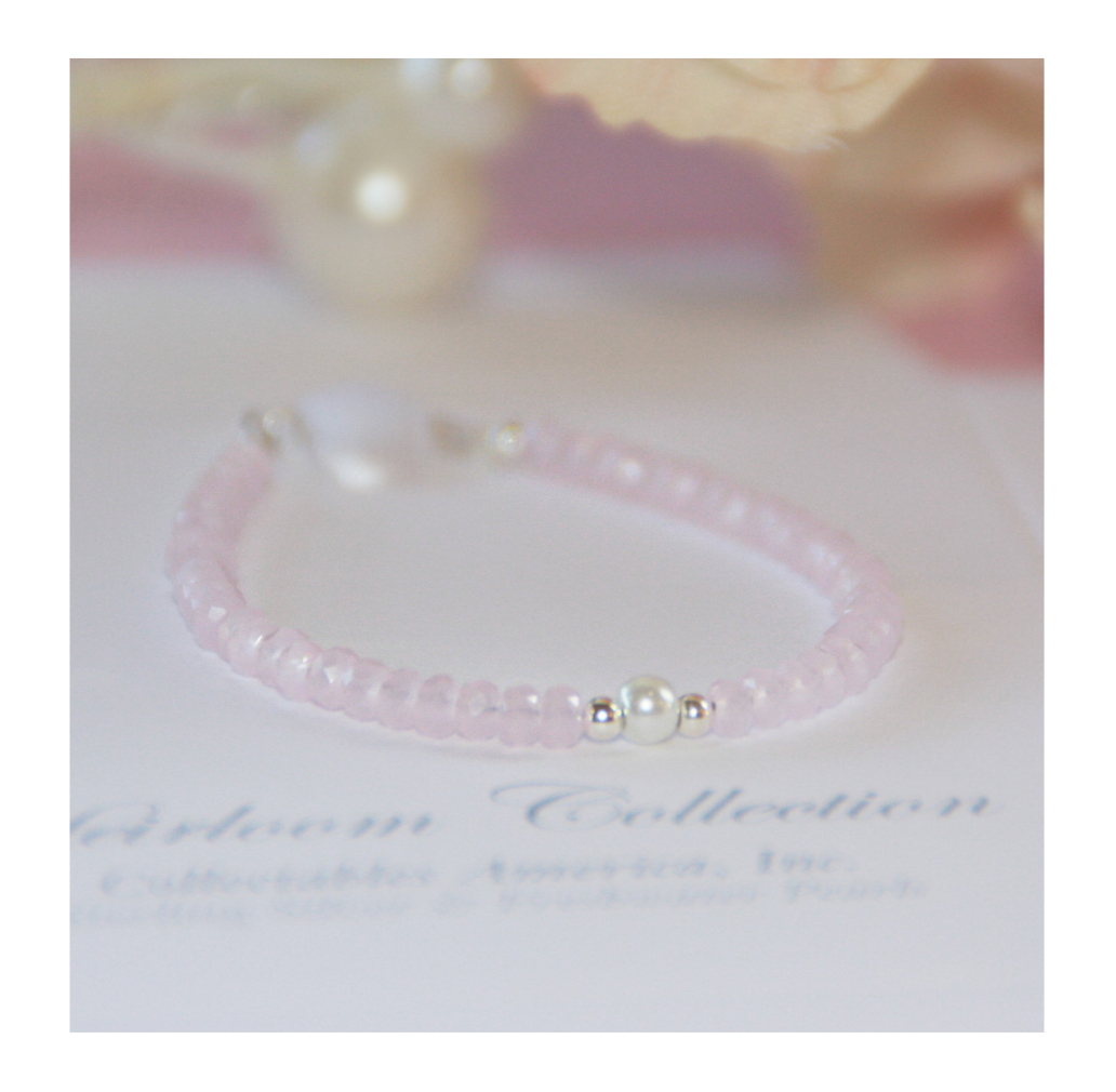Infant Delicate 4 1/2" pink and single FW pearl Sterling Silver bracelet