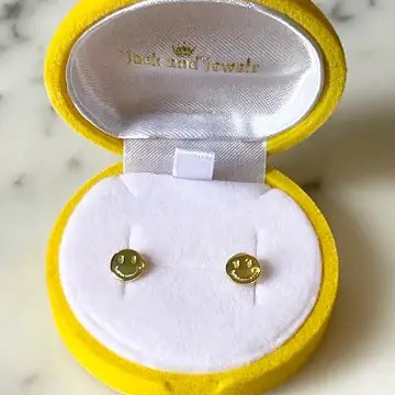 Yellow Gold Smiley Face Earrings