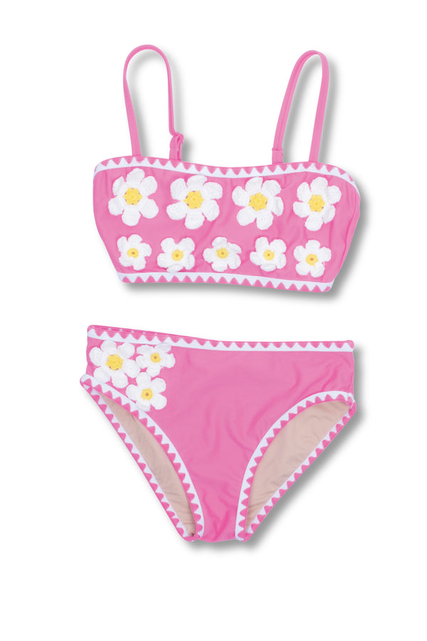crochet bikini - hot pink daisy