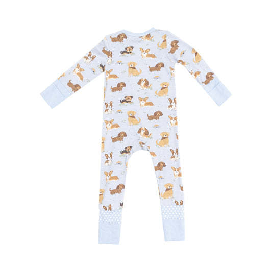 Best Friend Dogs Blue 2 Way Zipper Romper