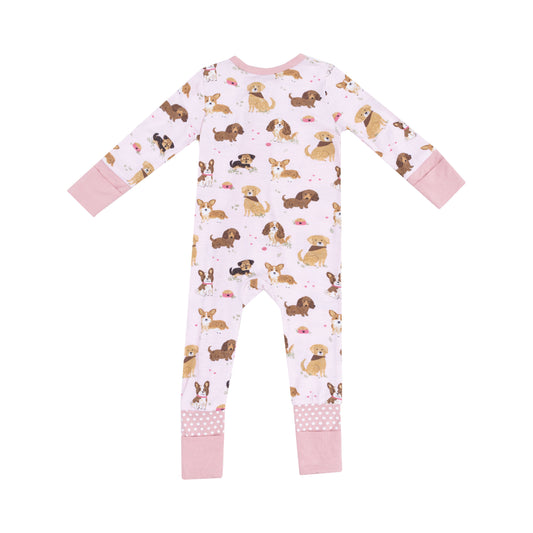 Best Friend Dogs 2 Way Zipper Romper PINK