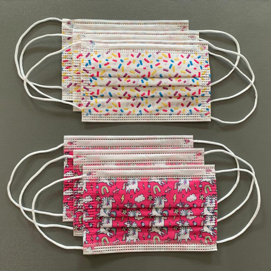 KIDS FUN MASKS (6-PACK) “SPRINKLES” & “UNICORN WORLD” DESIGNS