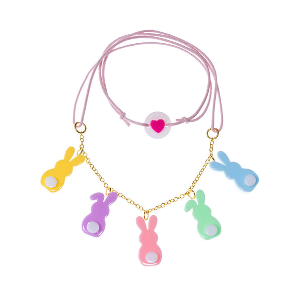 LILIES & ROSES PASTEL BUNNIES W/ TAIL NECKLACE