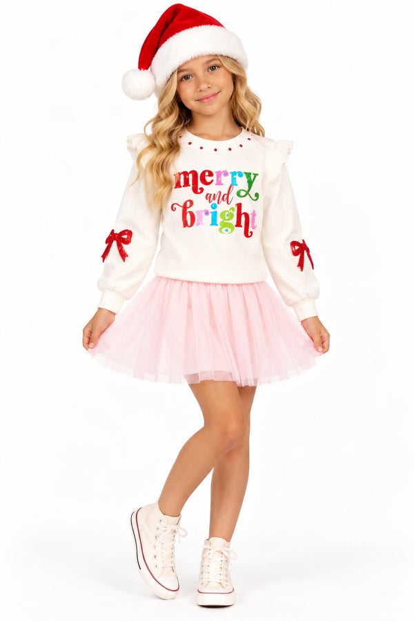 Merry & Bright LS Ruffle Tee