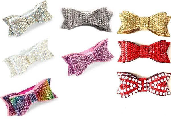 Small Double Crystal Bow Clip