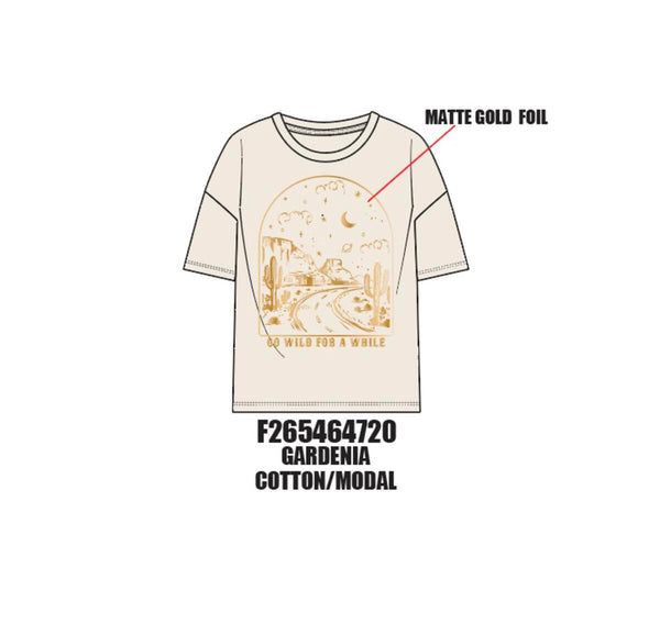 Go wild for a while gold foil tween graphic tee