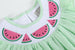 Green Seersucker Watermelon Smocked Bishop Dress