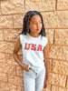 I love the USA floral front back embroidery tween graphic tank