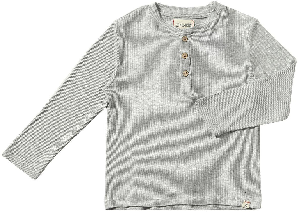 ADAMS RIBBED HENLEY - Light Grey
