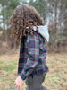 ERIN HOODED SHIRT - BLUE/GREY PLAID