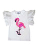 Beaded Flamingo Ruffle T-shirt