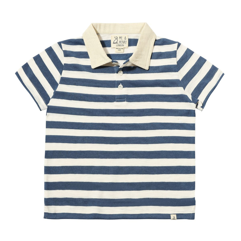 ANCHOR Polo - Navy/White Striped Slub HB1461a