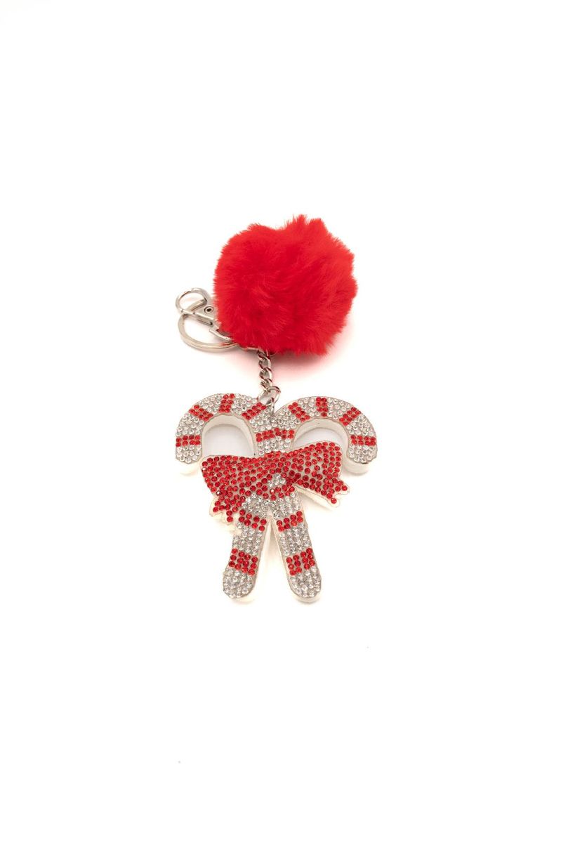 CANDY CANE BOW KEY CHAIN