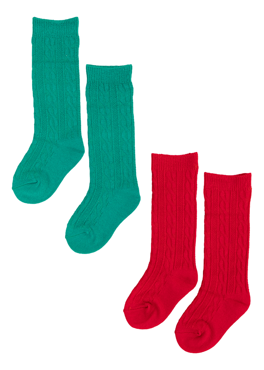 knee-high socks set- RED AND GREEN