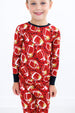 graffiti football 2-piece pajamas: RED AND GOLD