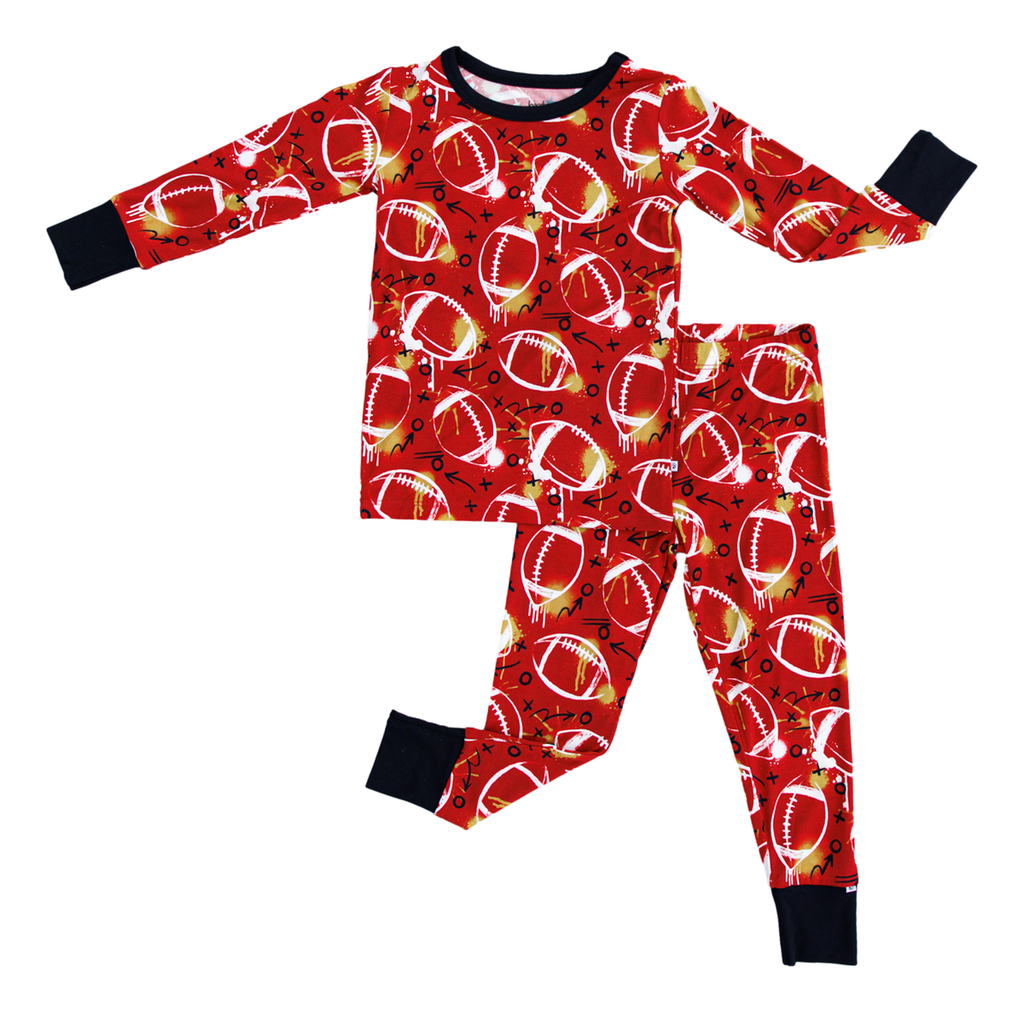 graffiti football 2-piece pajamas: RED AND GOLD