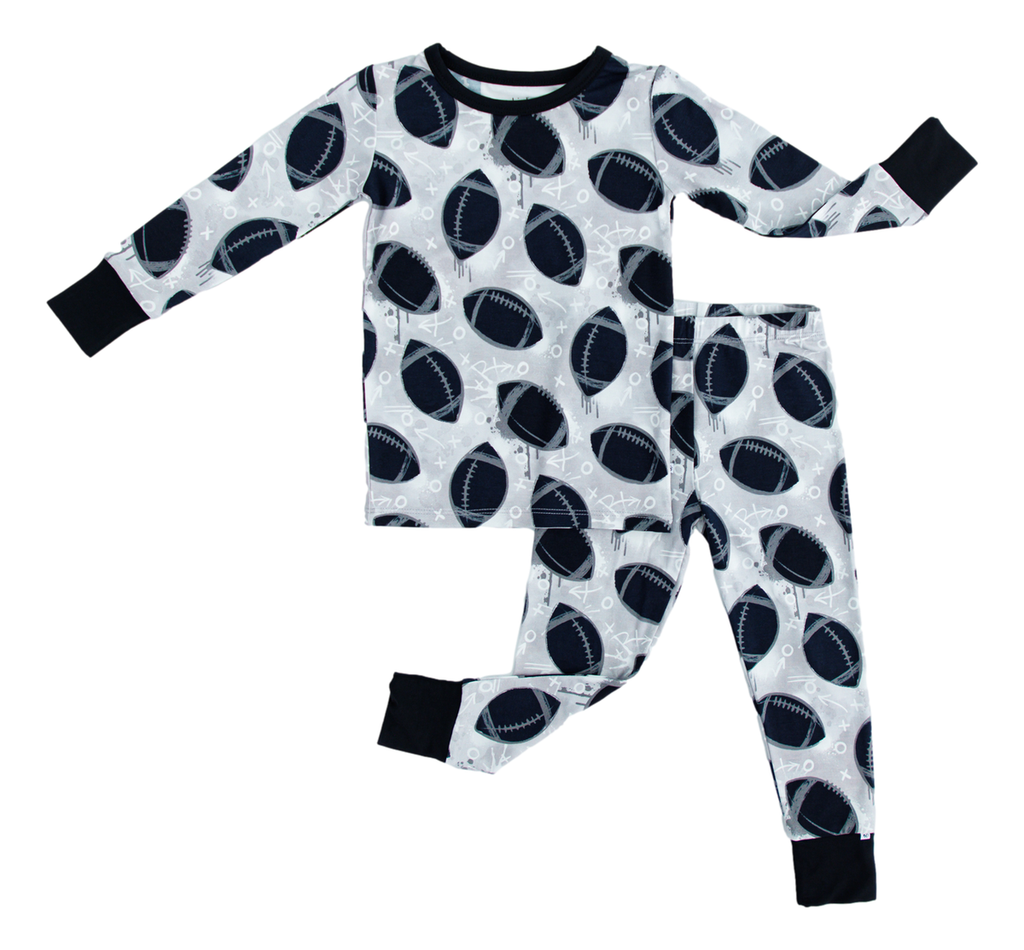 graffiti football 2-piece pajamas: SILVER AND BLACK