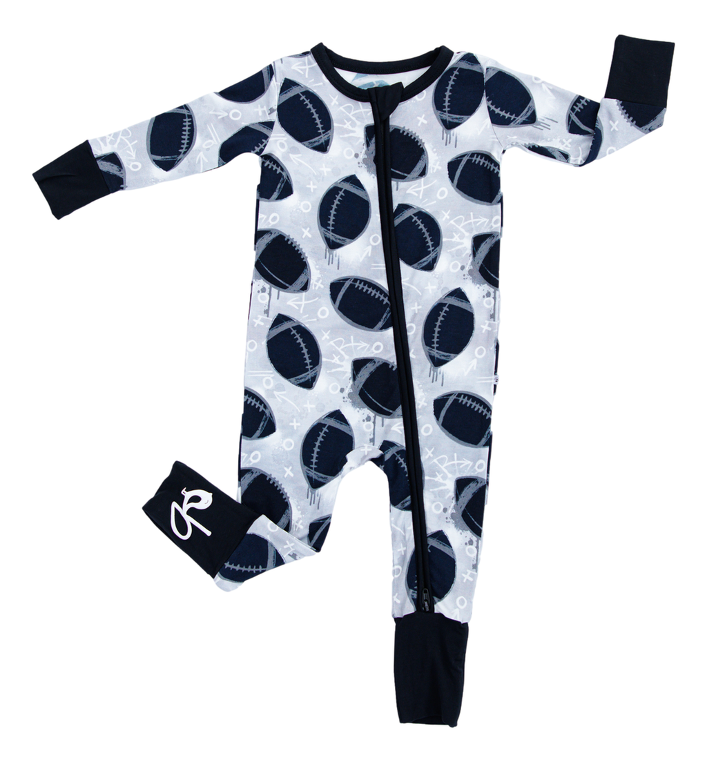 graffiti football convertible romper : SILVER AND BLACK