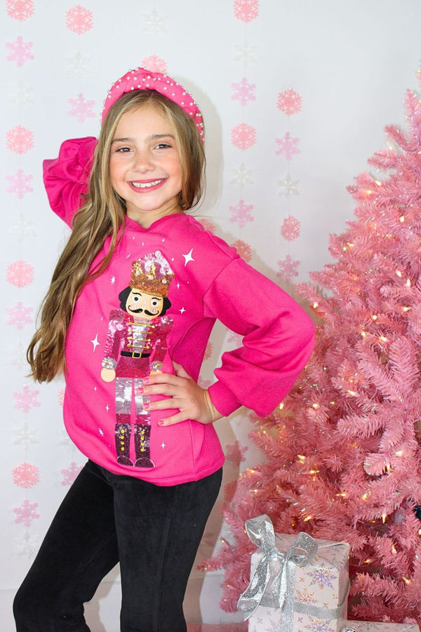 nutcracker sequins, embroidery graphic long sleeve top