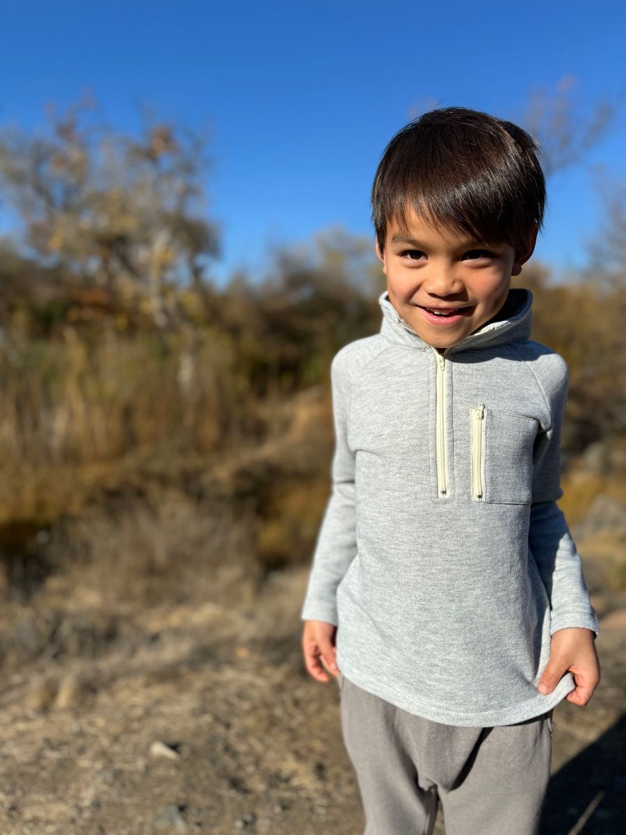 PICKET Zip Up Top - Grey waffle HB1682f