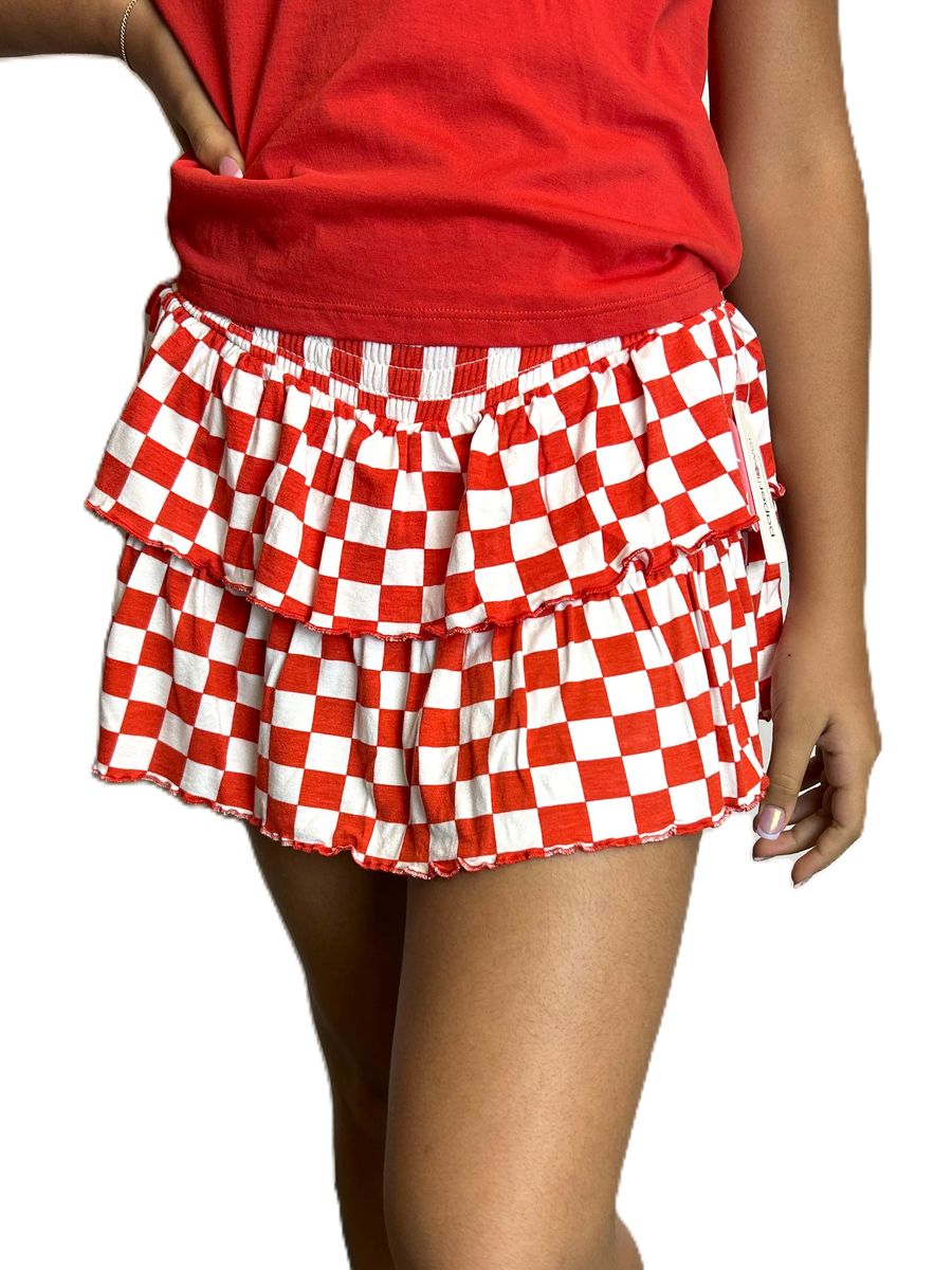 Game day Checkered Ruffle Skort