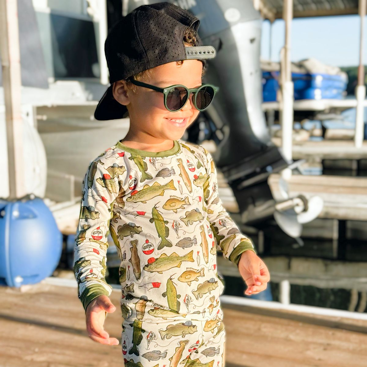 Wishin I Was Fishin 2 Piece Pajama Set