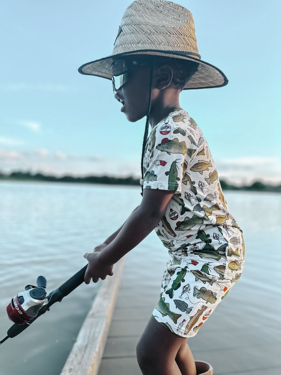 Wishin I Was Fishin 2 Piece Shorts Set