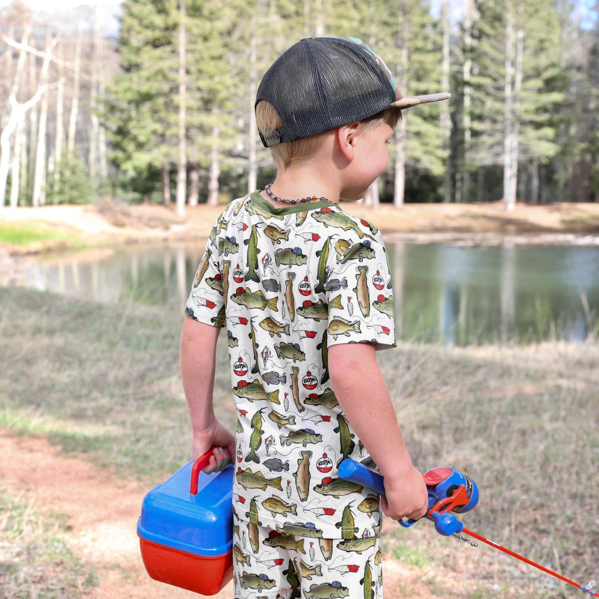 Wishin I Was Fishin 2 Piece Shorts Set