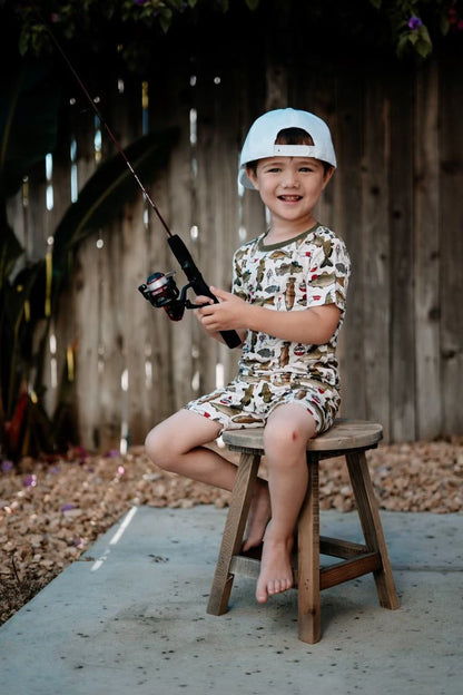 Wishin I Was Fishin 2 Piece Shorts Set