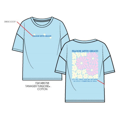 Bloom With Grace Embroidery Graphic Tee