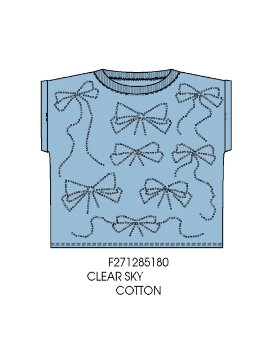 Rhinestones Dolman Top Clear Sky