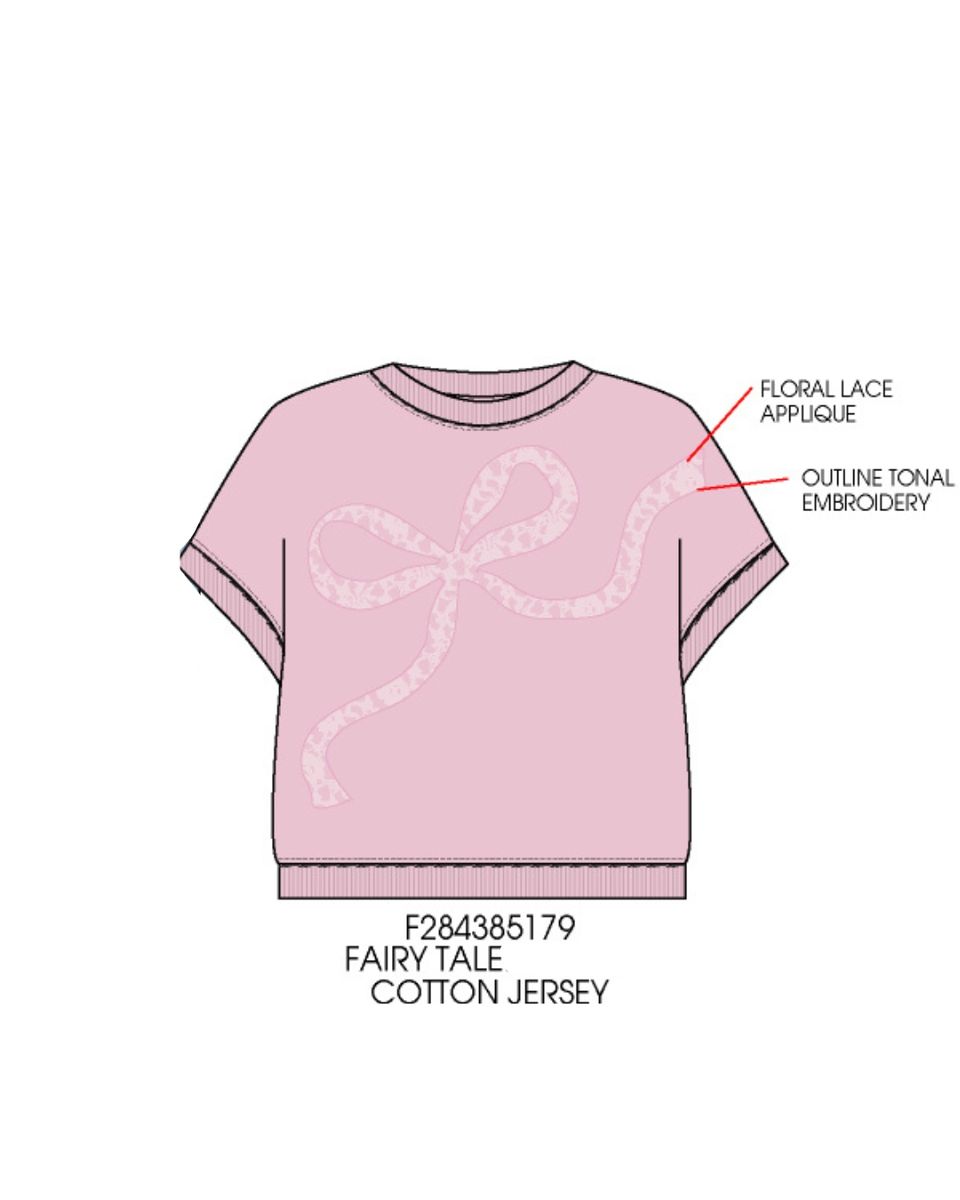 Floral Lace Applique Bow w Crossed Back