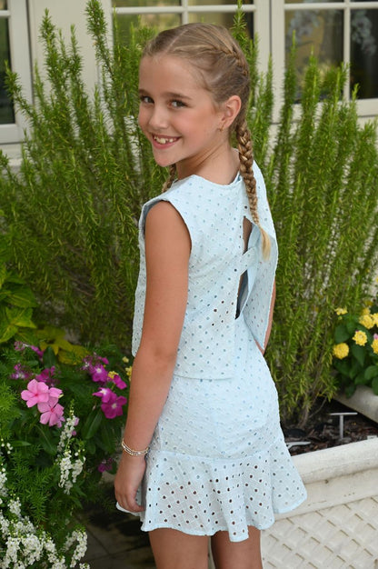 Cleo Dress Light Aqua Eyelet