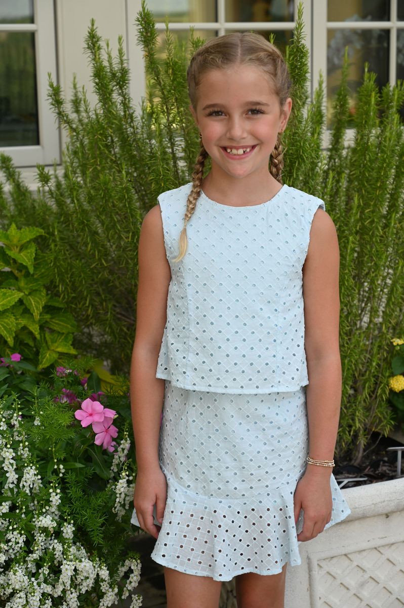 Cleo Dress Light Aqua Eyelet