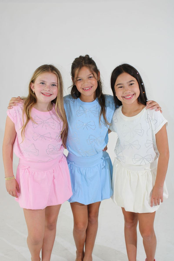 Rhinestones Dolman Top Clear Sky