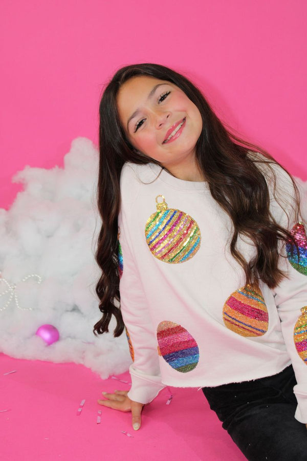 All Over Sequins Ornament Sweatshirt-Pastel Parchment