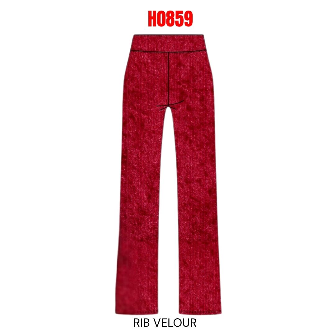 Rib Velour Pants - Red