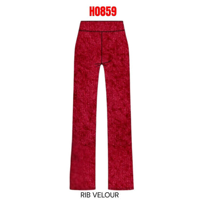 Rib Velour Pants - Red