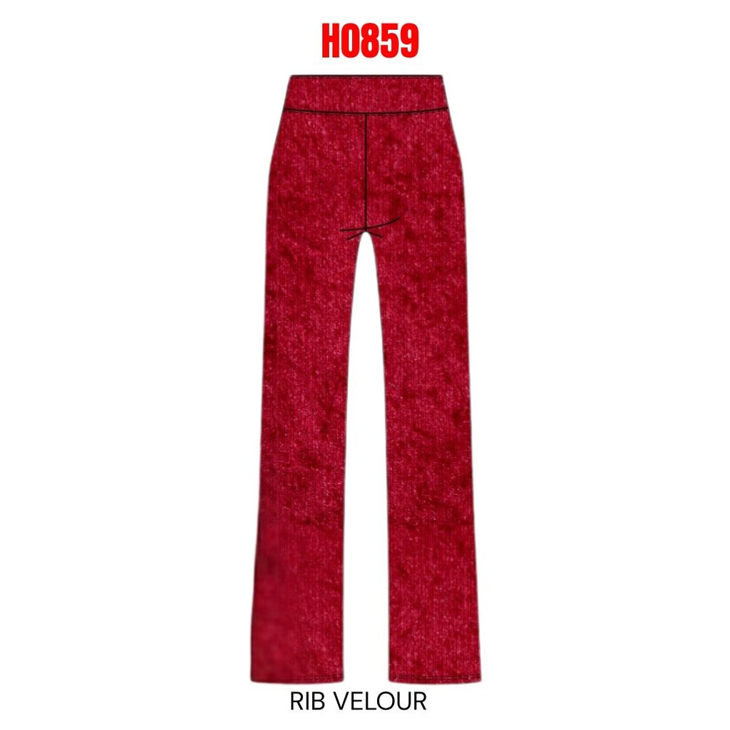 Rib Velour Pants - Red