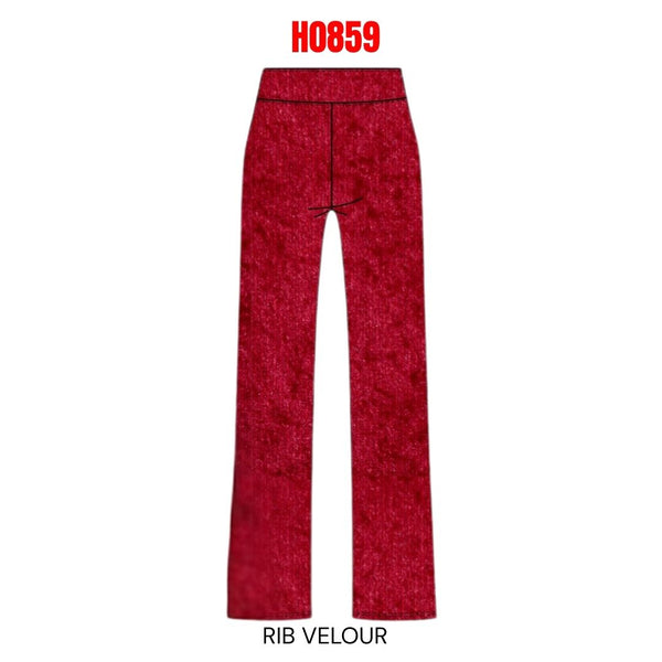 Rib Velour Pants - Red