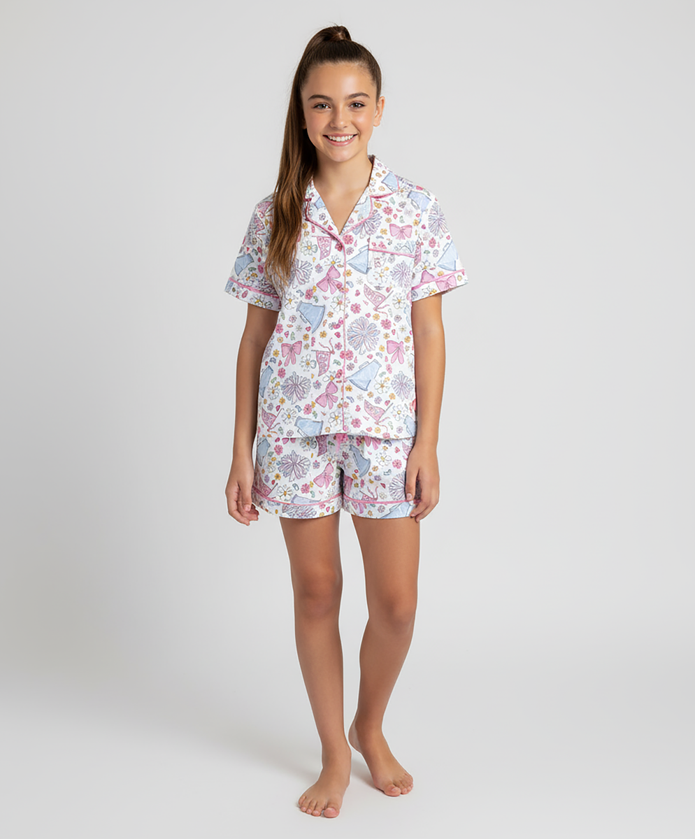 SATIN LOUNGEWEAR SET- CHEER PRINT