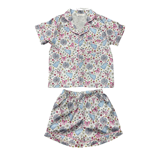 SATIN LOUNGEWEAR SET- CHEER PRINT