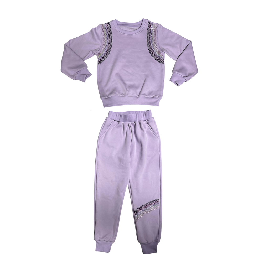 SPARKLE & BLING SET- SWEATSHIRT & PULL ON JOGGER WITH POCKETS