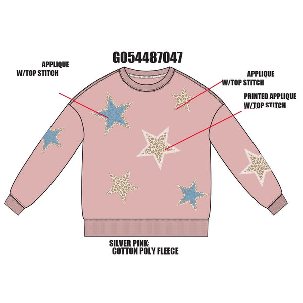 Animal Print Stars Applique Sweatshirt